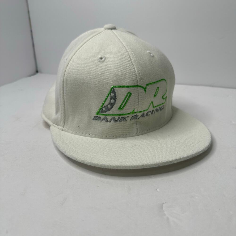 Dank Racing DR Logo White 210 Fitted Cap S M Embroidered Racing Hat
